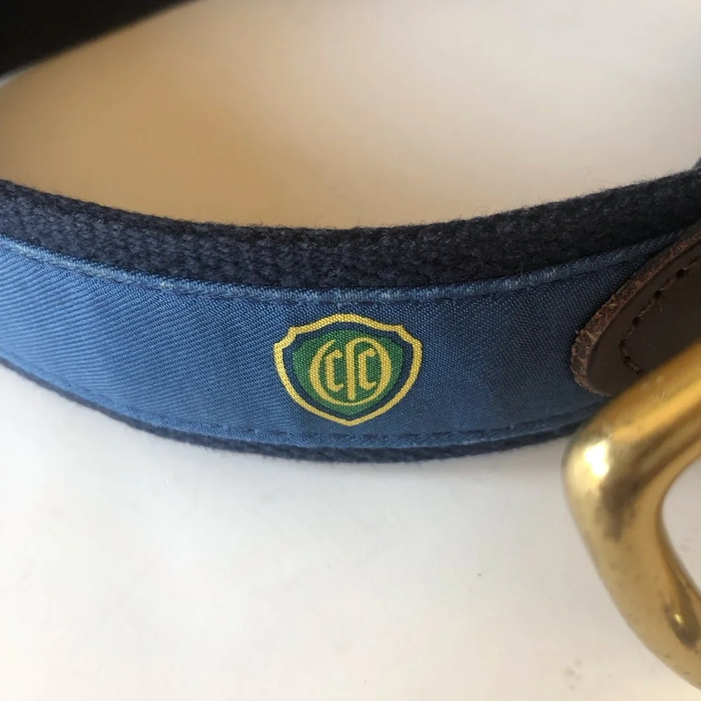 Vineyard Vines Canvas Club Boys Belt , Size 24, Brass Hardware W/Leather Ends